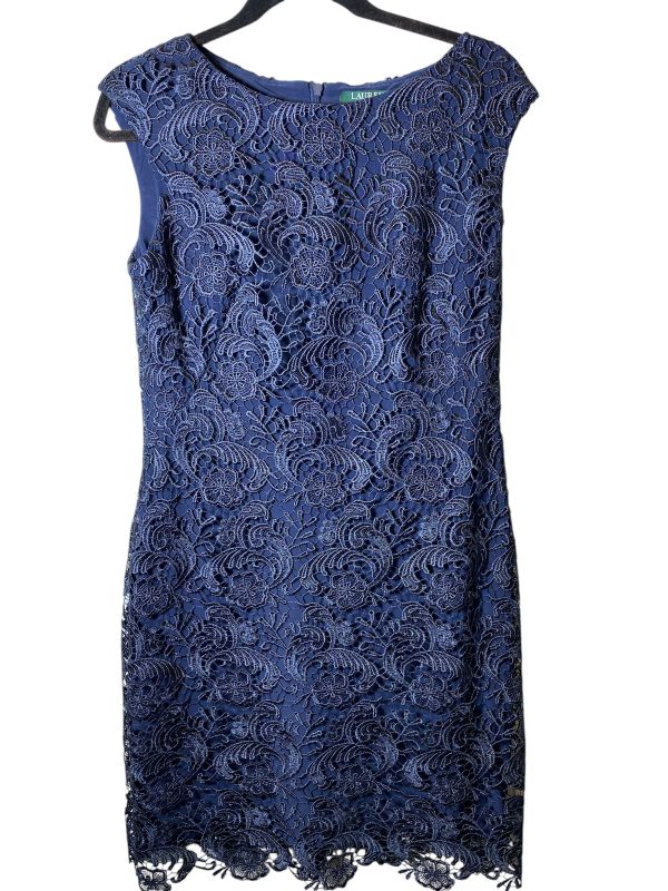 Dress Party Midi By Lauren By Ralph Lauren In Navy, Size: 10 Online Hot Sale