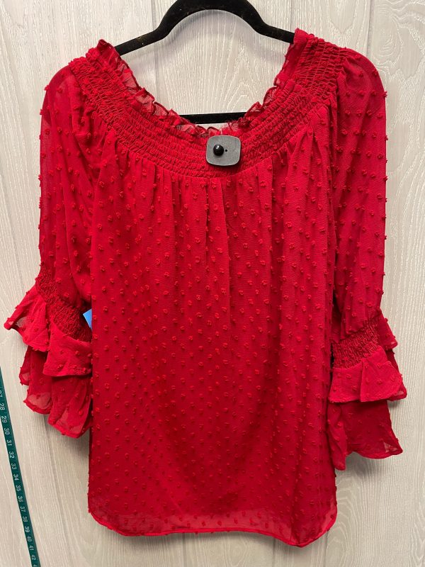 Top 3 4 Sleeve By Cato In Red, Size:Xl Online Hot Sale