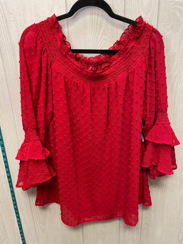 Top 3 4 Sleeve By Cato In Red, Size:Xl Online Hot Sale