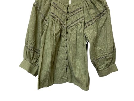 Top Long Sleeve By Anthropologie In Green, Size: M For Sale