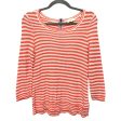 Top 3 4 Sleeve By Hwr In Orange & White, Size:M For Discount