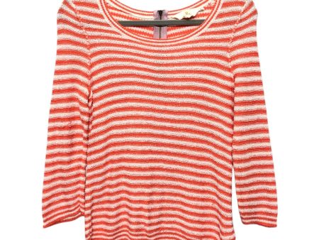 Top 3 4 Sleeve By Hwr In Orange & White, Size:M For Discount