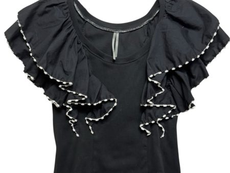 Oversized Ruffles Top By Anthropologie In Black, Size: S on Sale