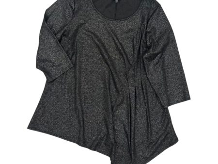 Top 3 4 Sleeve By Lane Bryant In Black & Silver, Size:1X Supply