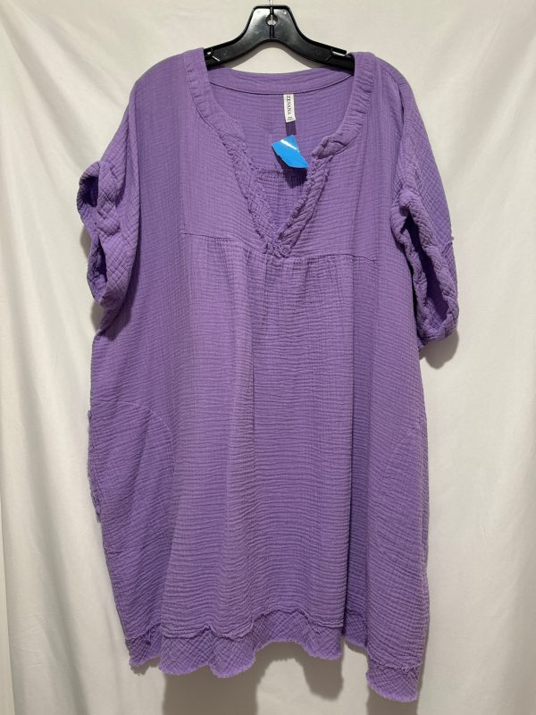 Top Short Sleeve By Zenana Outfitters In Purple, Size: 3x Sale