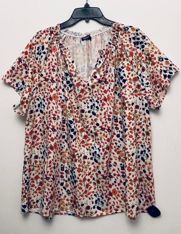 Top Short Sleeve By Shein In Floral Print, Size: 3x For Sale