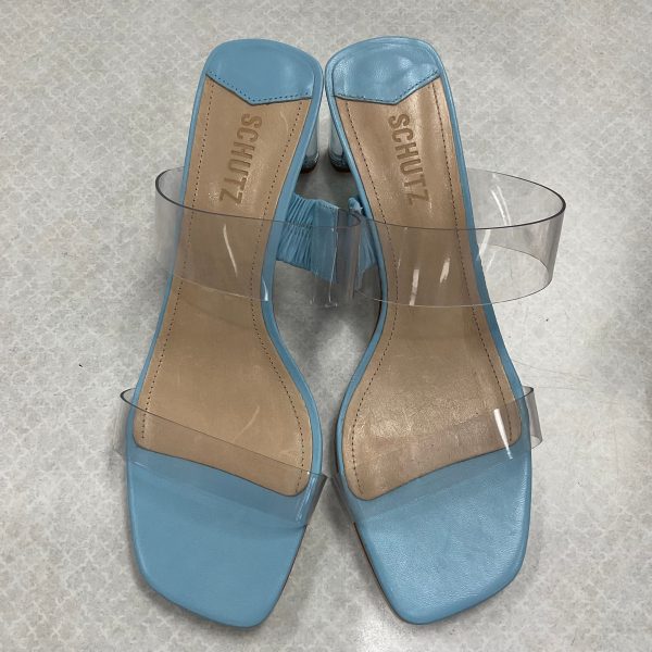 Blue Sandals Heels Block schutz, Size 8.5 For Sale