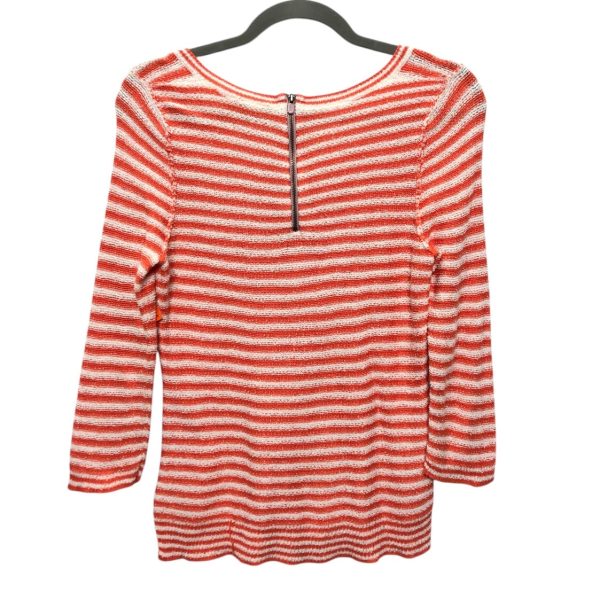 Top 3 4 Sleeve By Hwr In Orange & White, Size:M For Discount