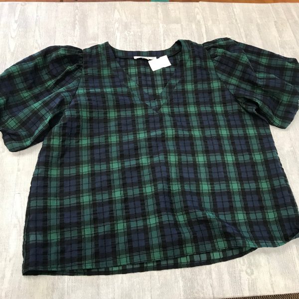 Top Short Sleeve By Loft In Plaid Pattern, Size: Xlp Online