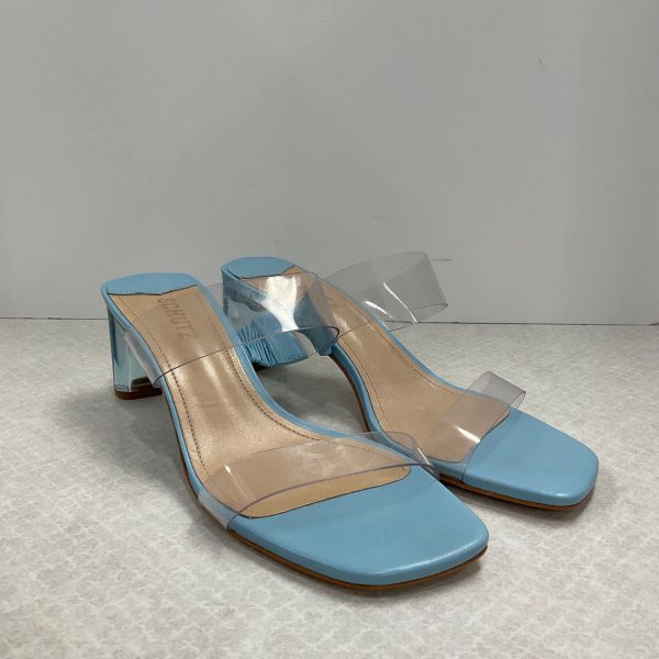 Blue Sandals Heels Block schutz, Size 8.5 For Sale