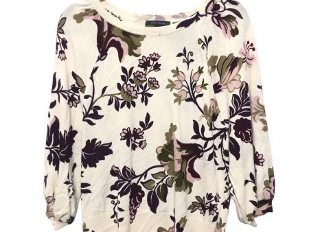 Top 3 4 Sleeve By Ann Taylor In Purple & White, Size:M Online now