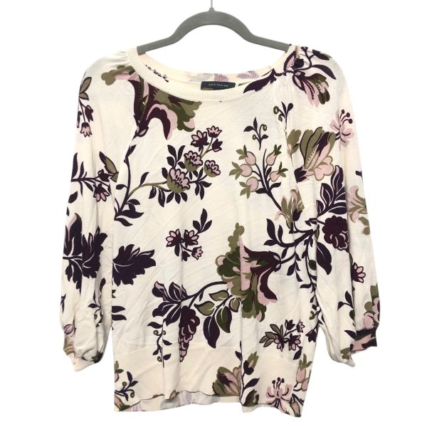 Top 3 4 Sleeve By Ann Taylor In Purple & White, Size:M Online now