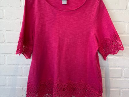 Top Short Sleeve By Chicos In Pink, Size: M For Sale