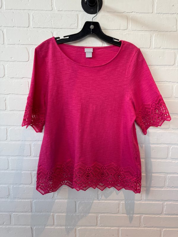 Top Short Sleeve By Chicos In Pink, Size: M For Sale