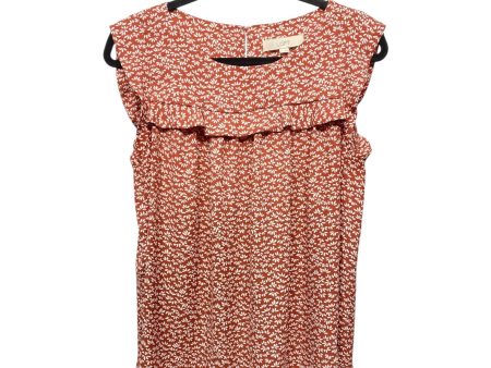 Top Short Sleeve By Loft In Brown & Cream, Size: M Fashion