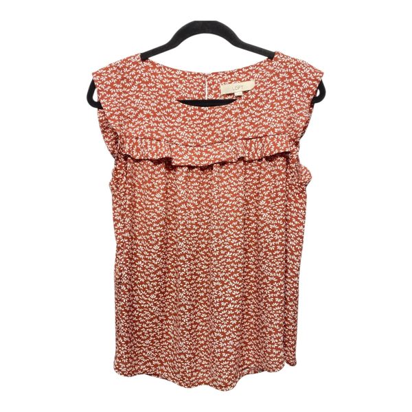 Top Short Sleeve By Loft In Brown & Cream, Size: M Fashion