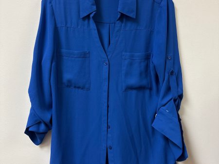 Blouse Long Sleeve By Express In Blue, Size: M on Sale