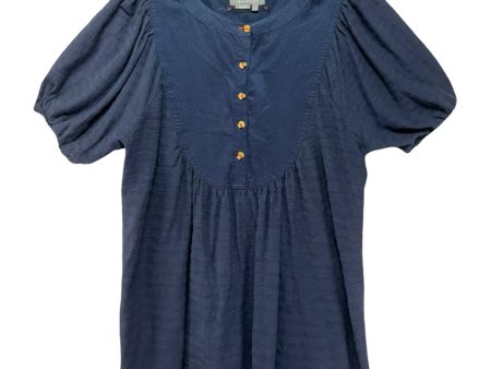 Elinor Puff Sleeve Textured Peasant Top By Anthropologie In Navy, Size: M Online