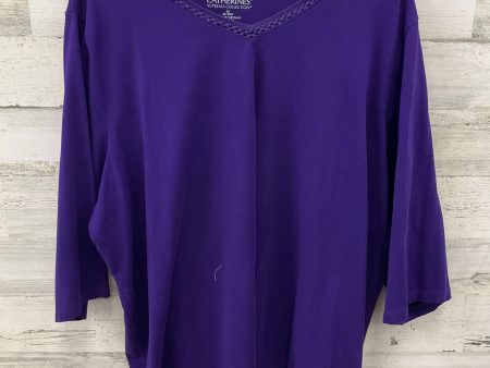 Top 3 4 Sleeve Basic By Catherines In Purple, Size: 3x Online Hot Sale